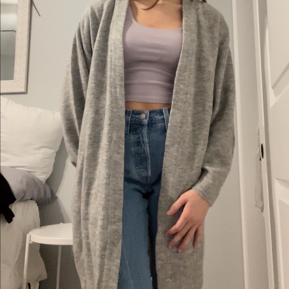 H&M long grey cardigan